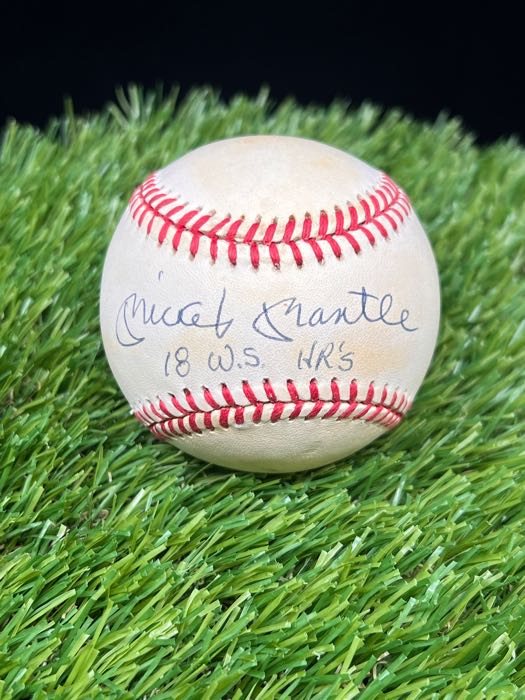A Mickey Mantle signed and inscribed baseball